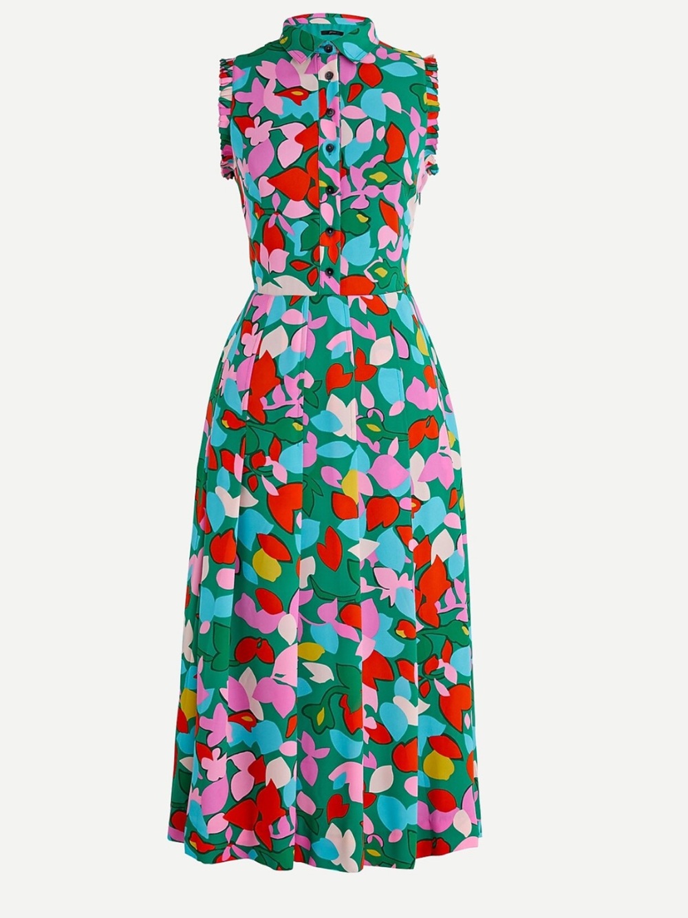 J. Crew Pleated Shirt Dress-Confetti Floral
